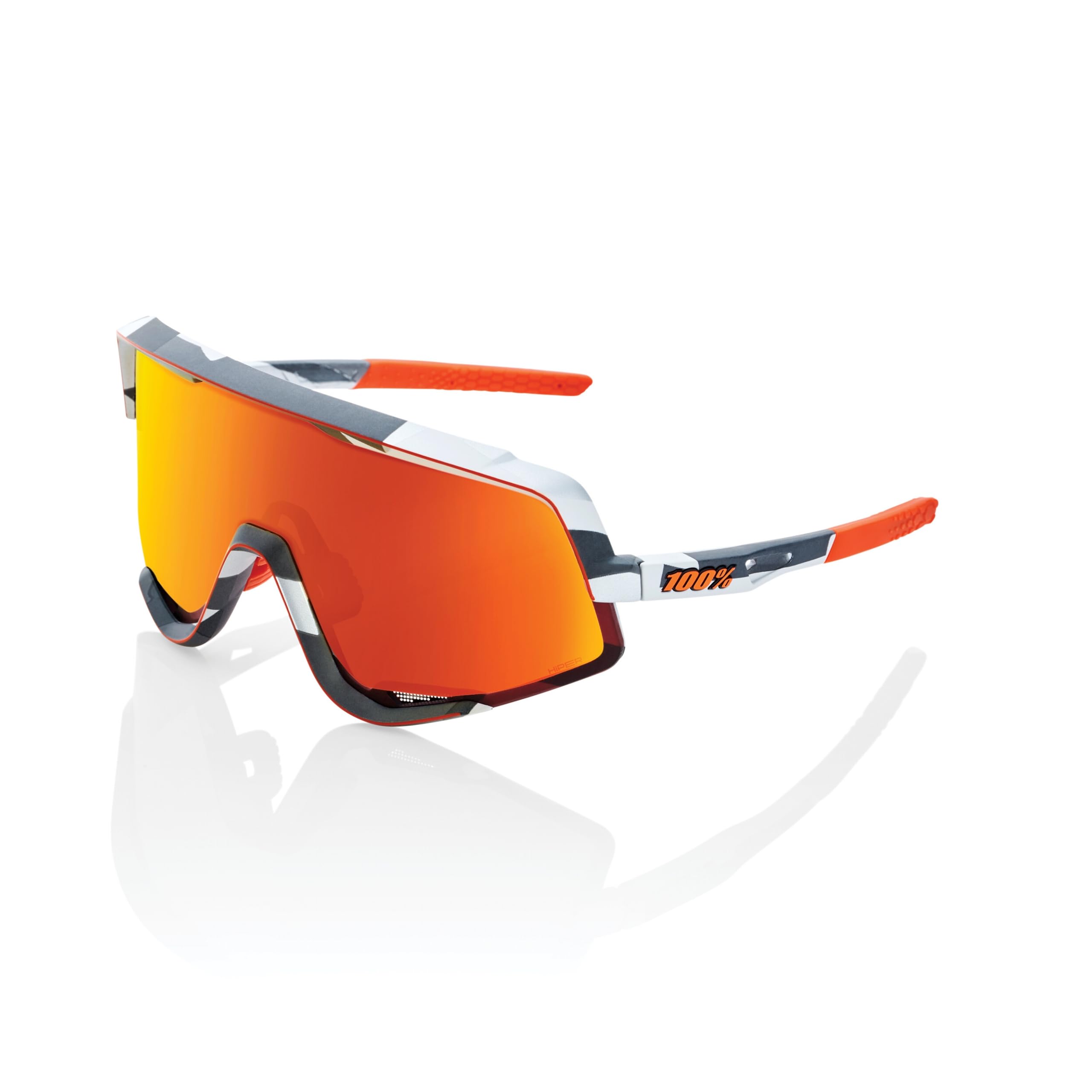 100% Glendale Sport Performance Cycling Sunglasses (Soft Tact Grey Camo - HiPER Red Multilayer Lens)