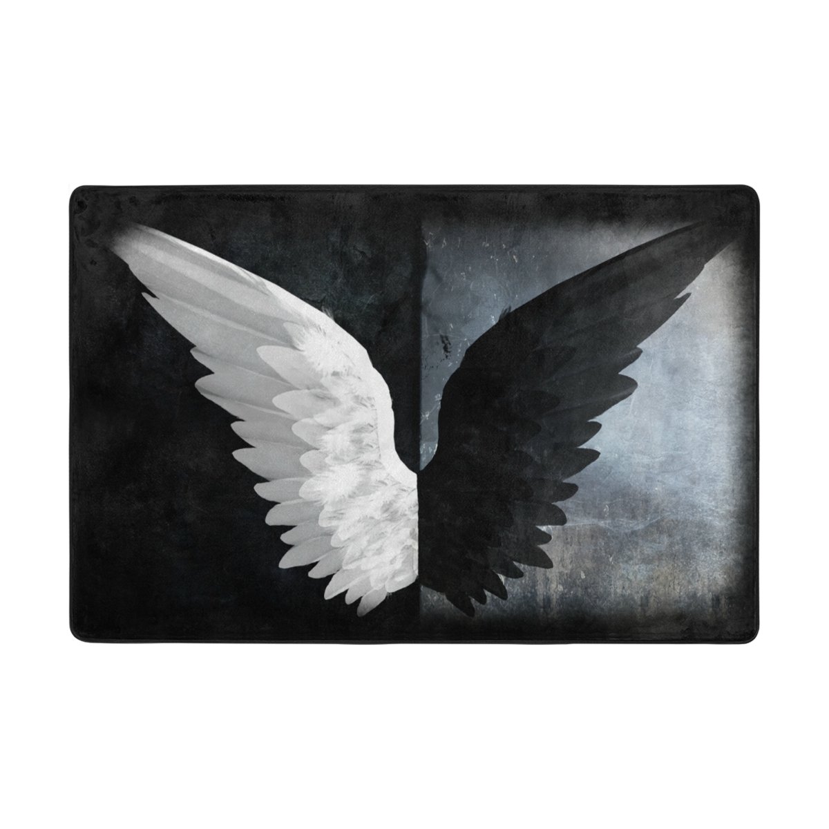 LIANCHENYI White and Black Angel Wings Non-slip Doormat Area Rug Carpet Floor Mats Door Mat indoor Outdoor Bathroom 72 x 48 inch