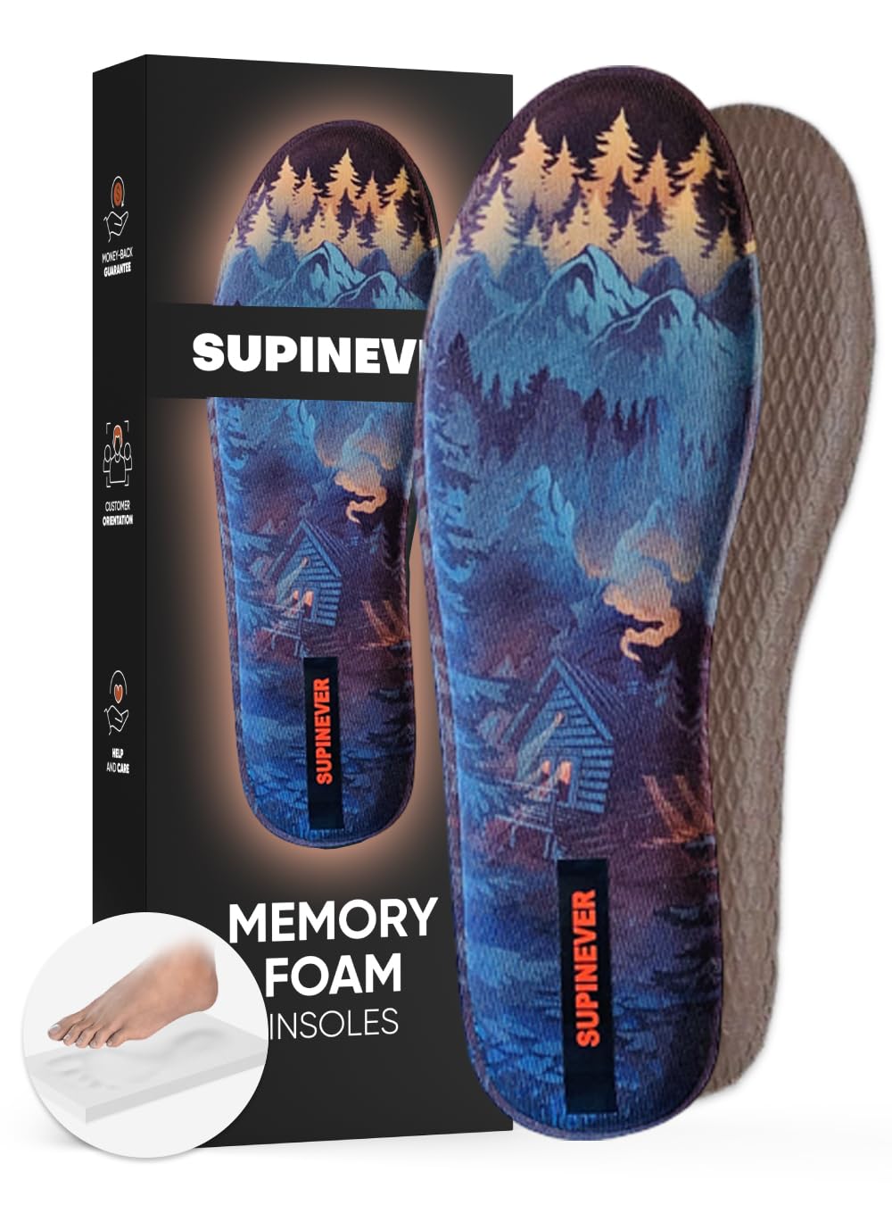 SUPINEVER𝗡𝗘𝗪 𝟮𝟬𝟮𝟯 Memory Foam Insoles - Customized Comfort - Shock Absorbing for Foot Pain Relief - Breathable - Replacement Shoe Inserts for Men and Women Work Boot, Sneakers (Men 13 - Women 15, Gray)