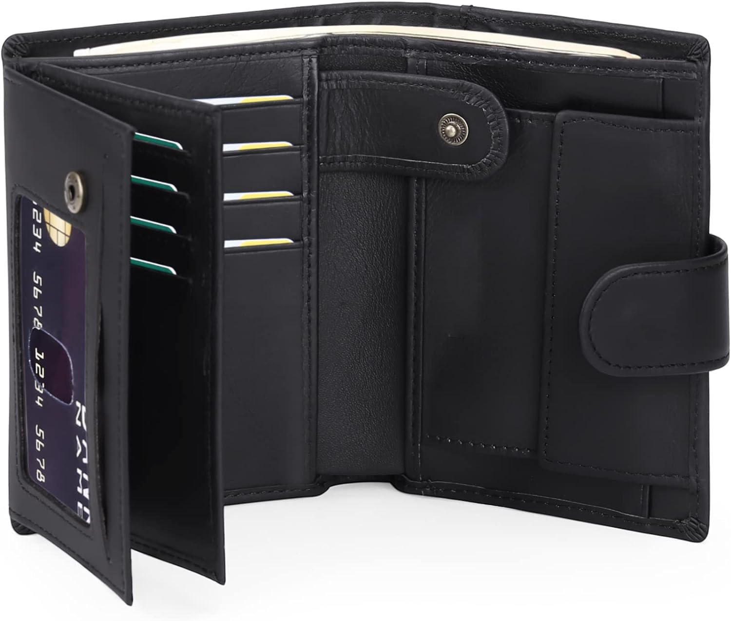 NALACALMen's Wallets, Multifunctional Rfid Blocking Leather Wallet, Credit Card Trifold Compact Wallets with 16 X Card Slots, for Men With Id Window & Coin Pocket, Protect Personal Information