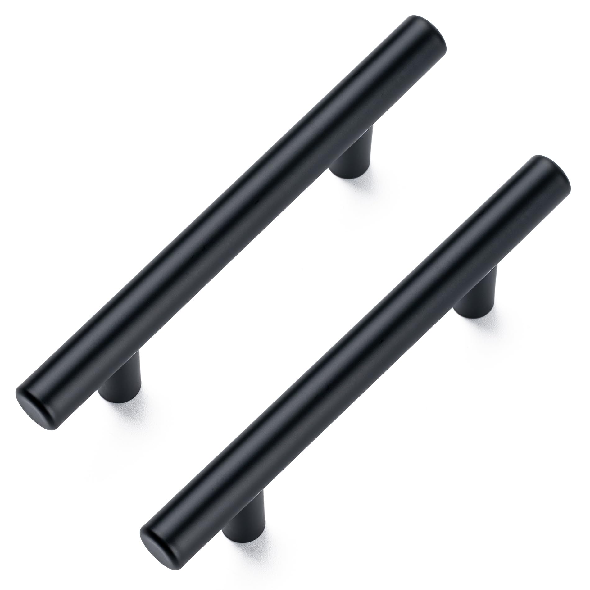 10 Pack 5'' Cabinet Pulls Matte Black Stainless Stainless Steel Kitchen Drawer Pulls Cabinets Handles, 3 Inch Hole Center