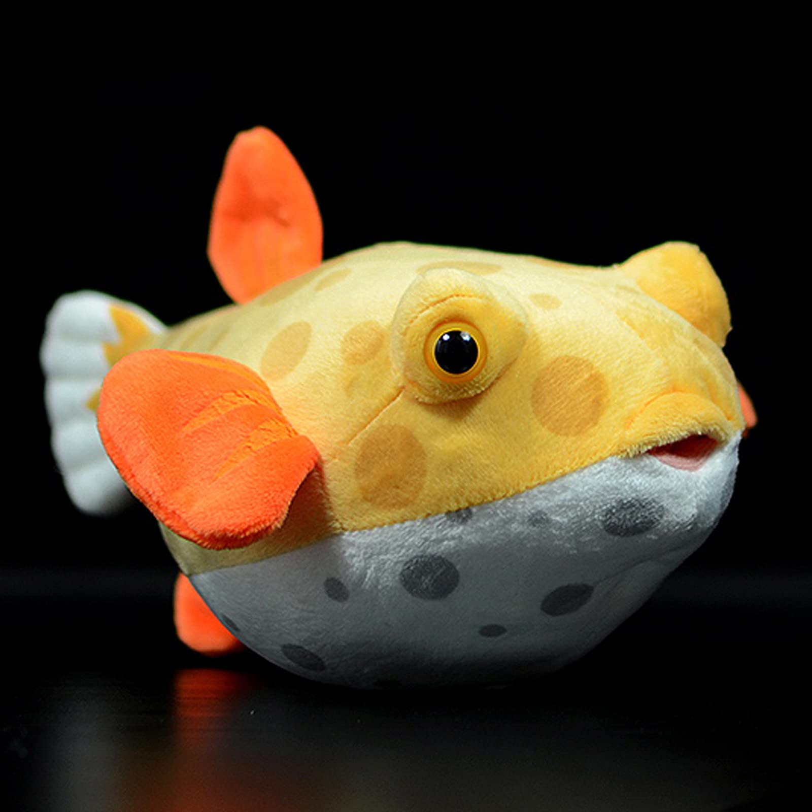 ZHONGXIN MADE Simulation Pufferfish Plush Toy - Real Life Yellow Blowfish Plush Toy Lifelike, Sea Animals Puffers Stuffed Toys Soft Aquarium Fish Dolls, Gifts for Kids, 9 Inches (Yellow)