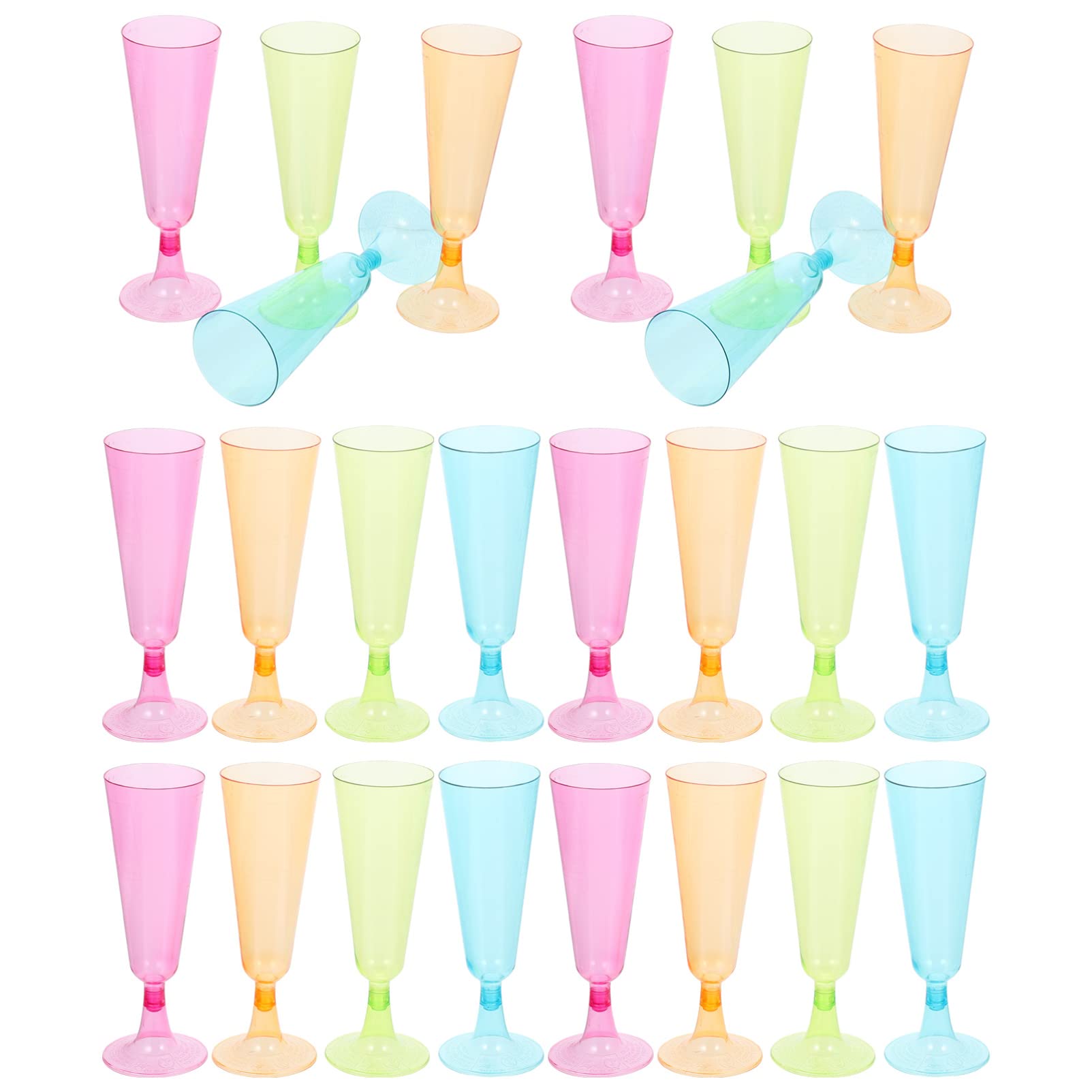 Tofficu 20pcs Champagne Flutes Plastic Wine Glasses for Parties Disposable Cocktail Glass Plastic Cocktail Cup Party Liquor Cup