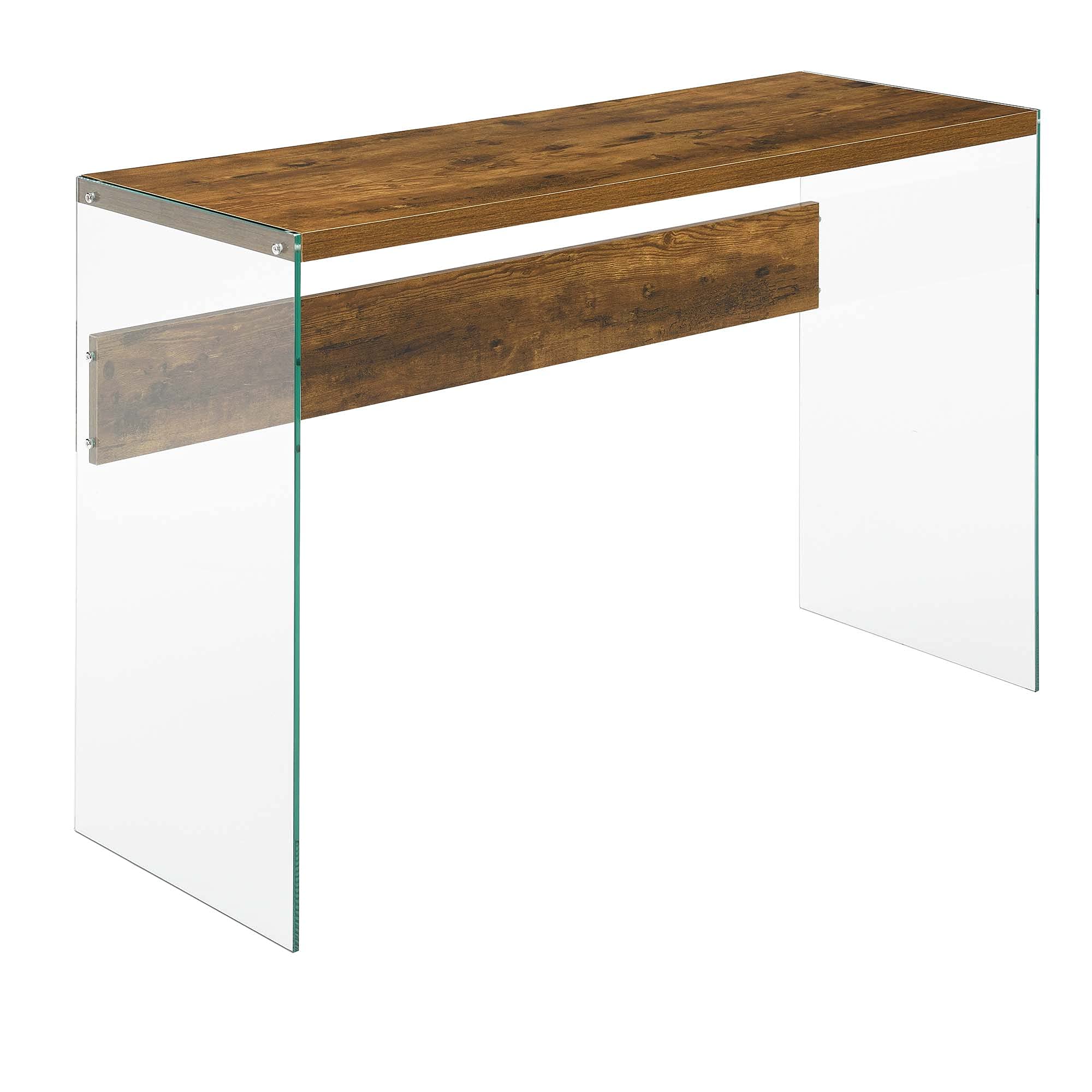 SoHo Glass Console Table/Desk, Barnwood/Glass