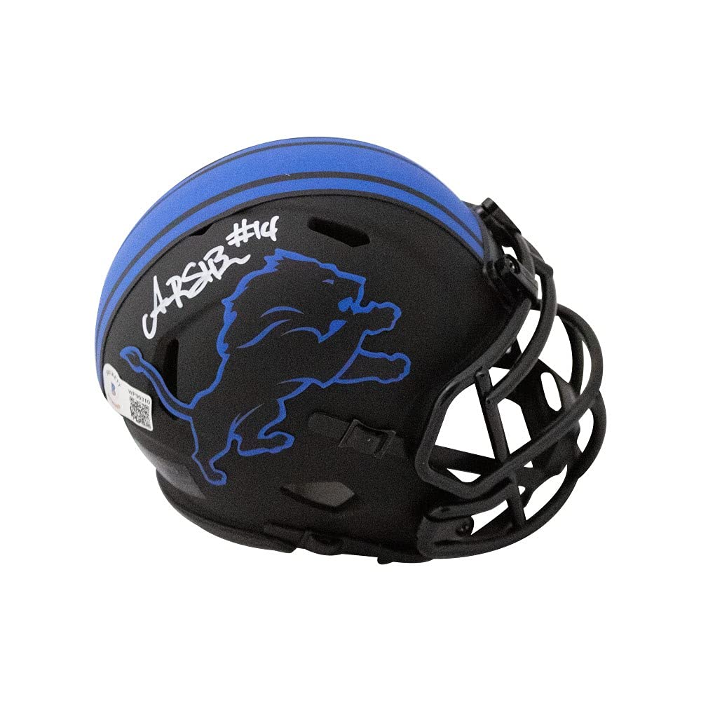 Amon-Ra St. Brown Autographed Detroit Lions Eclipse Mini Football Helmet - BAS COA