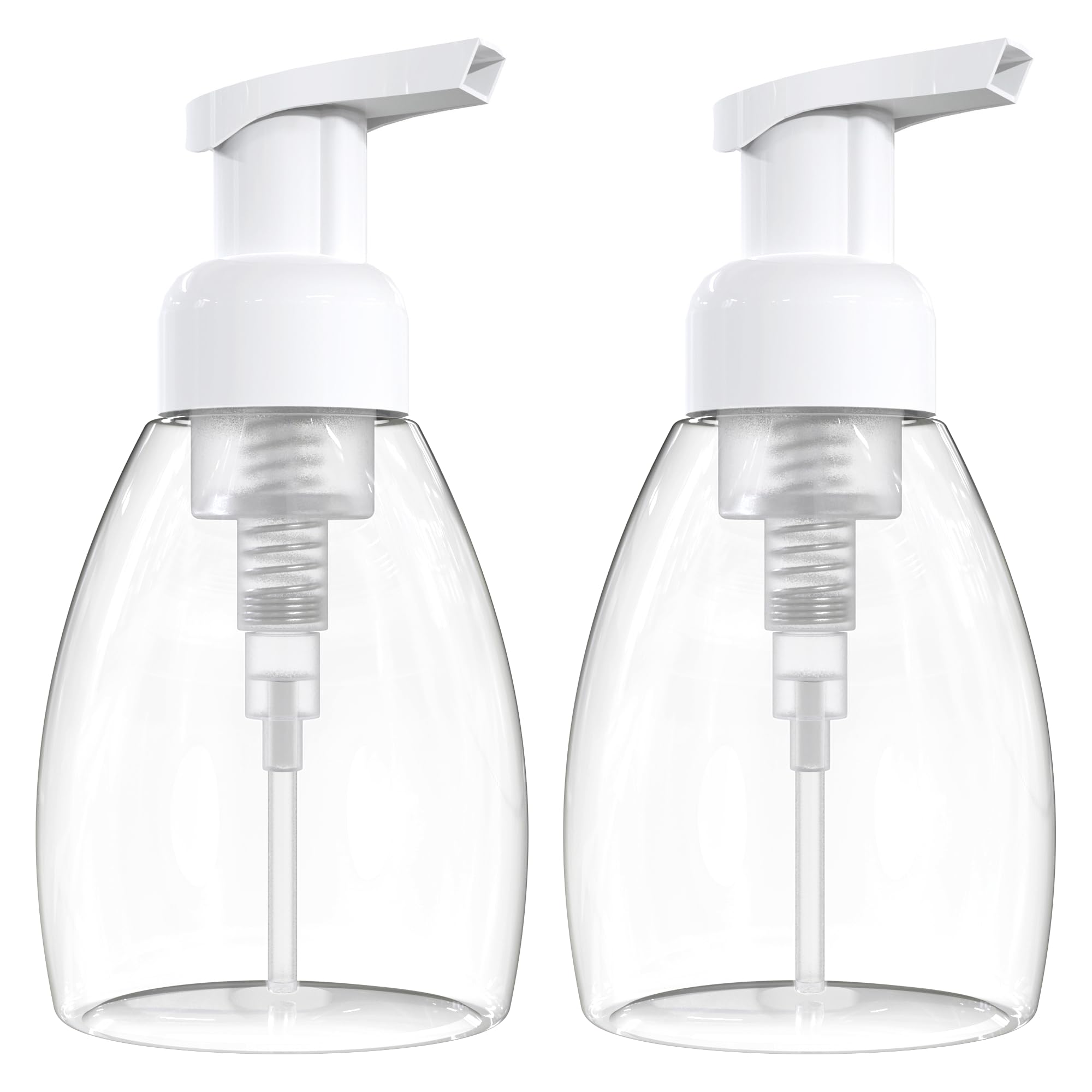 BRIGHTFROM Foaming Soap Dispenser Pump Bottles, BPA Free Empty Refillable Plastic Container for Liquid Soap - Kitchen, Bathroom, Commercial - 8oz (250ml) Pack of 2 Clear