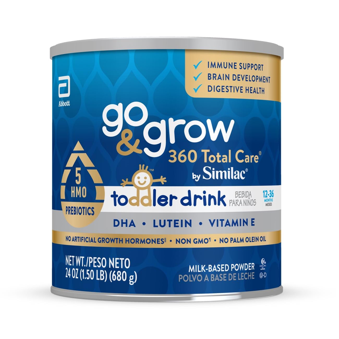 Similac Go & Grow 360 Total Care by Similac Toddler Nutritional Drink With 5 HMOs,Powder,24-oz Can