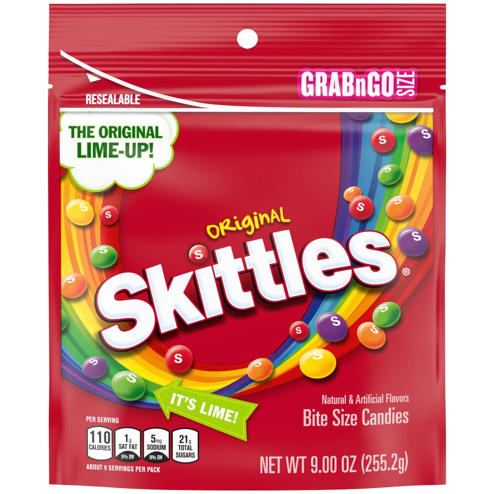 SKITTLES Original Summer Chewy Candy, Grab N Go, 9 Oz Resealable Candy Bag