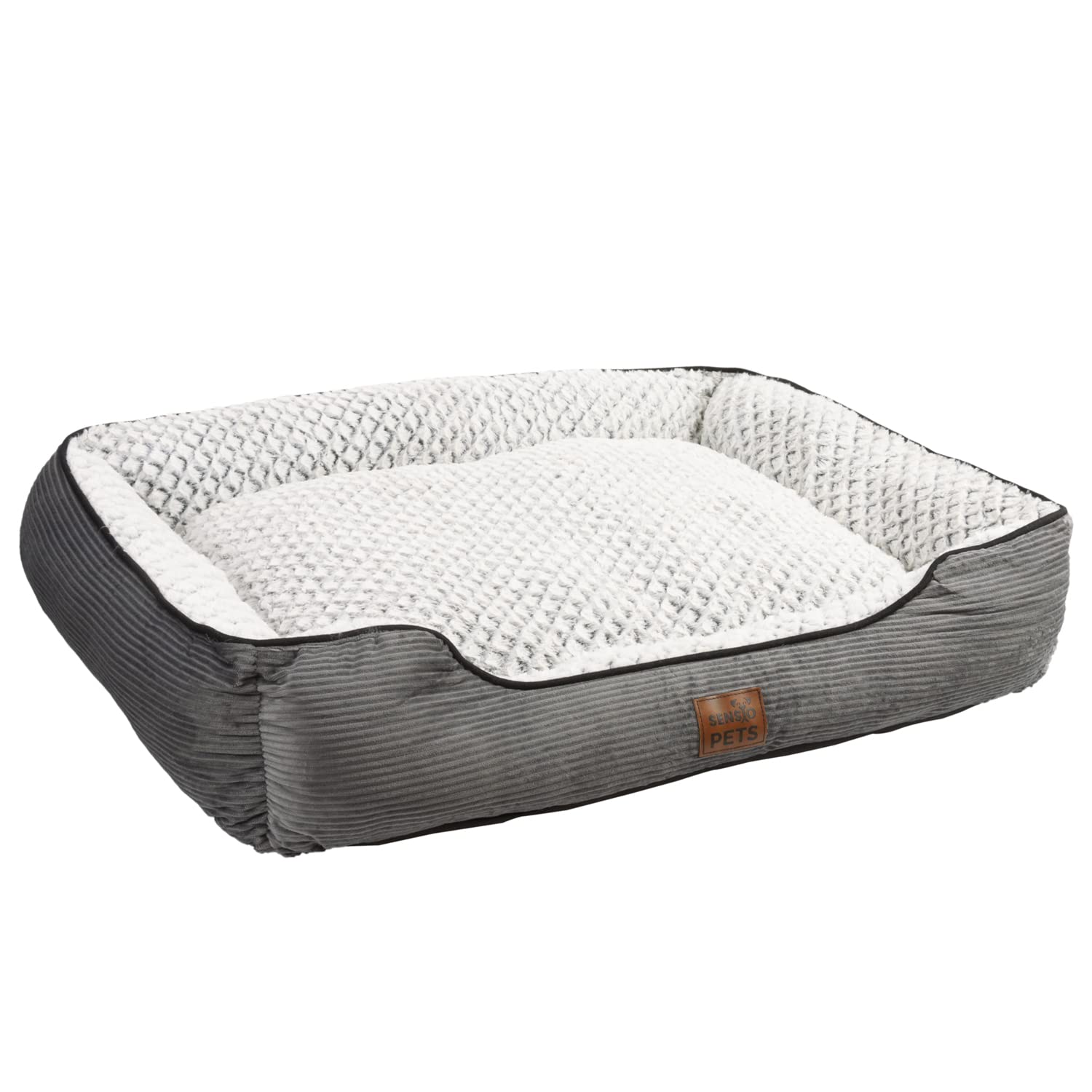 Sensio Pets Luxury Dog Cat Pet Bed Mattress Mat for Dog Cat Crate House with Washable Cover, Super Soft Cosy Plush Warm Comfortable, Grey