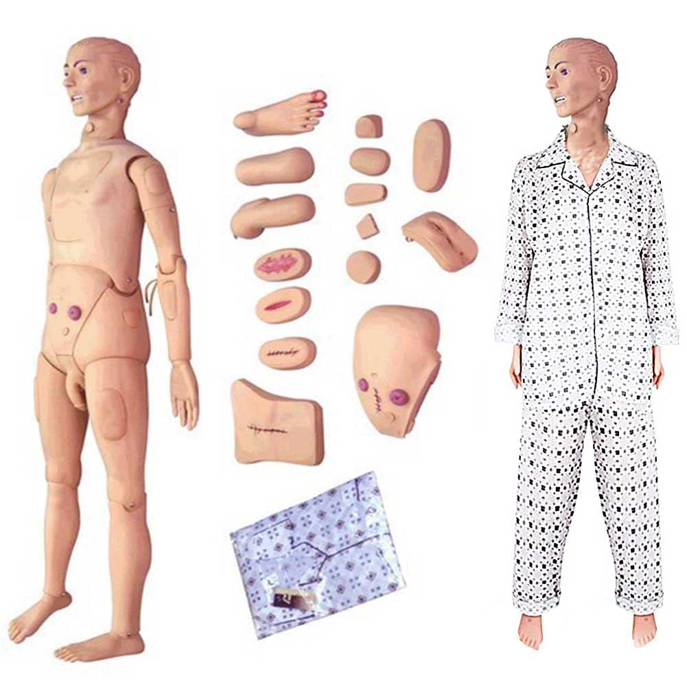 Nursing Skills Training Manikin, Life Size Full Body Male Care Patient Human Model Multifunction Demonstration Mannequin