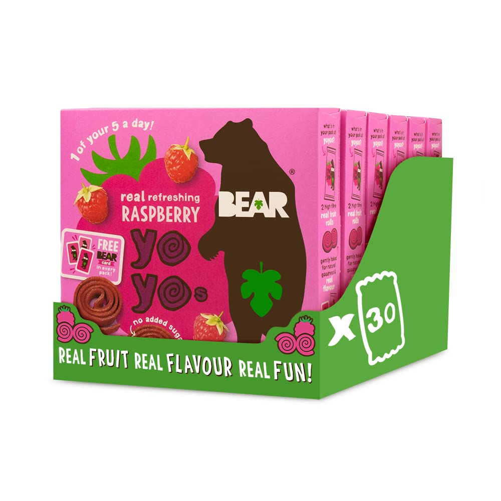 BEAR Raspberry Yoyos - Dried Fruit Rolls - Healthy - Vegan - 20g (30 packs)