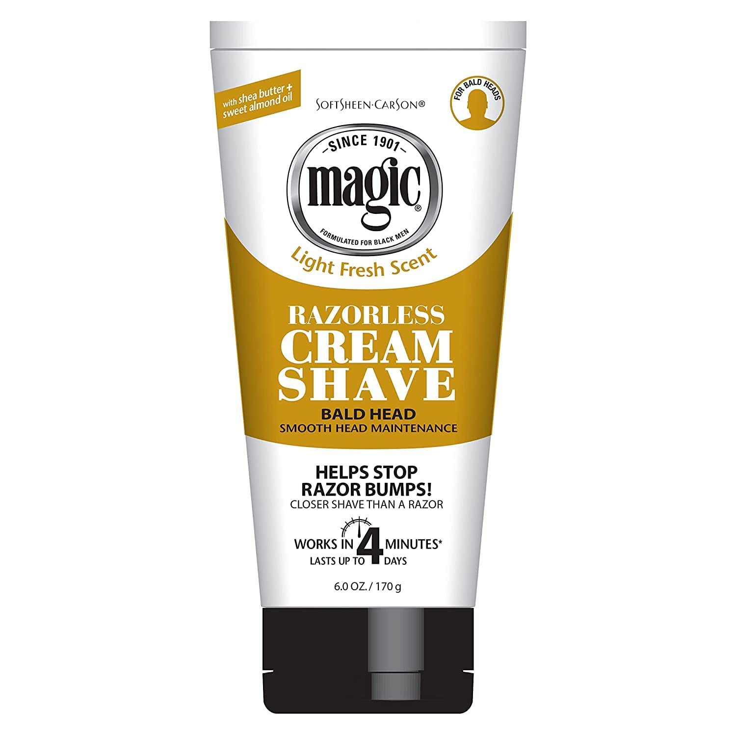 Magic Shave Razorless Cream Shave, Bald Head Smooth Head Maintenance, Light Fresh Scent 6 oz (170 g) by AB