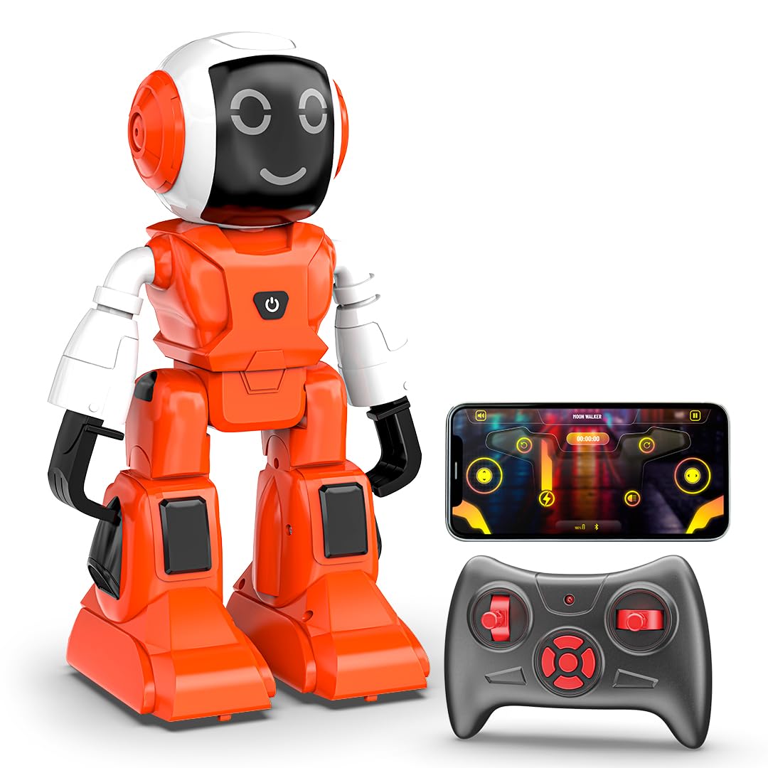 Mirana Moonwalker | Smart Interactive AI Walking & Talking Robot | USB Rechargeable Type-C | in-Built Bluetooth Speaker | Remote & App Controlled Toy for Kids 2+ 3+ 4+ 5+ 6+ Years (Red)