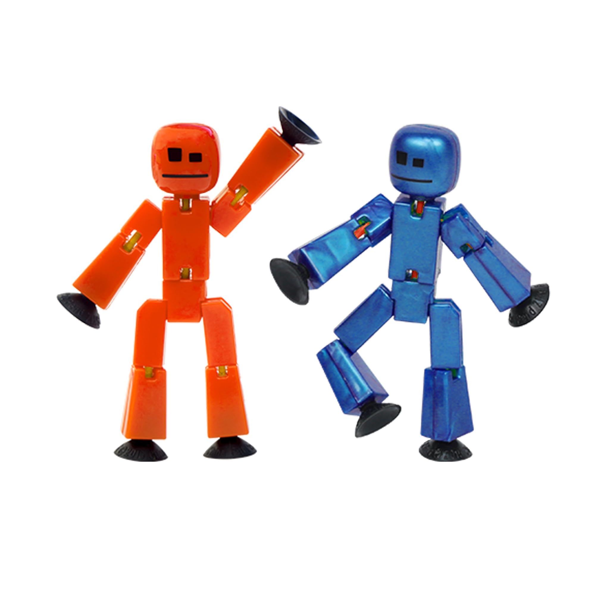 ZingStikBot Dual Pack - Includes 2 StikBots - Collectible Action Figures and Accessories, Stop Motion Animation, Ages 4 and Up (Red Orange and Metallic Blue)