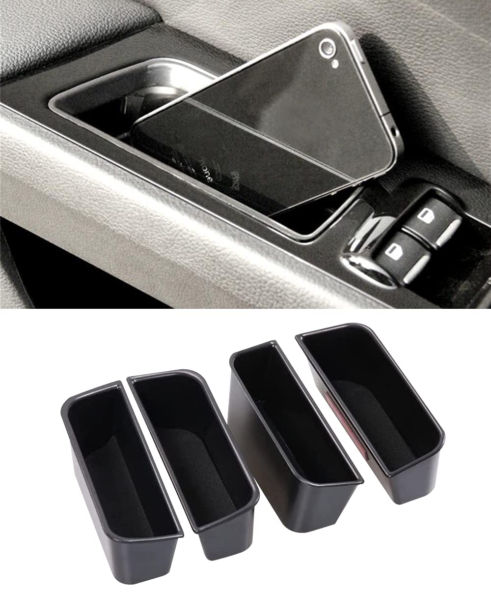 VESUL 4pcs Door Side Storage Box Fit for Ford Fusion 2013 2014 2015 2016 2017 2018 2019 2020 Armrest Phone Container Door Organizer Handle Pocket ABS Tray Insert Glove Pallet