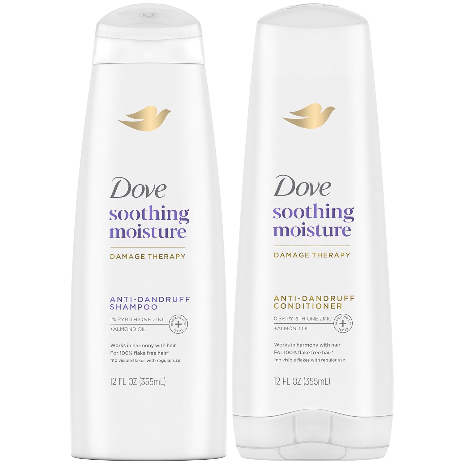 Dove Shampoo and Conditioner Set – DermaCare Scalp Hydrating Dandruff Shampoo for Women and Men, Dandruff Treatment for Itchy Scalp Relief with Pyrithione Zinc, 12 Oz (2 Piece Set)