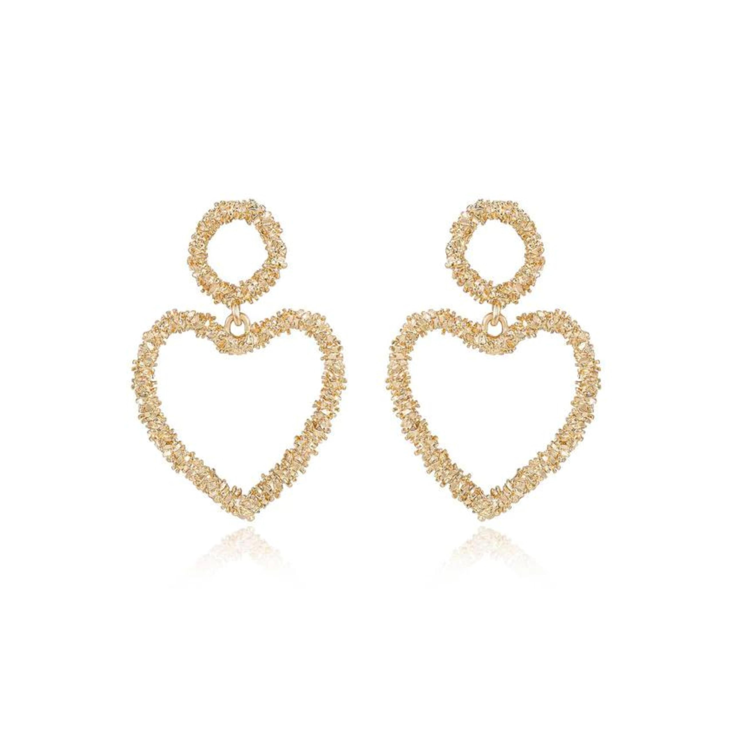 EttikaDangle Earrings for Women. 18k Gold Plated Heart Earrings. Fashion Jewelry. Great Gift