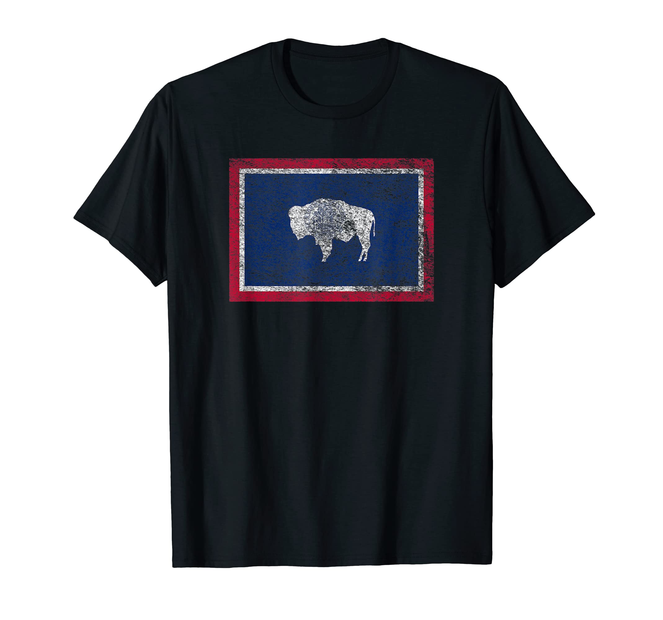 STATE OF WYOMING BISON FLAGSTATE OF WYOMING FLAG BISON CHEYENNE JACKSON HOLE T-Shirt