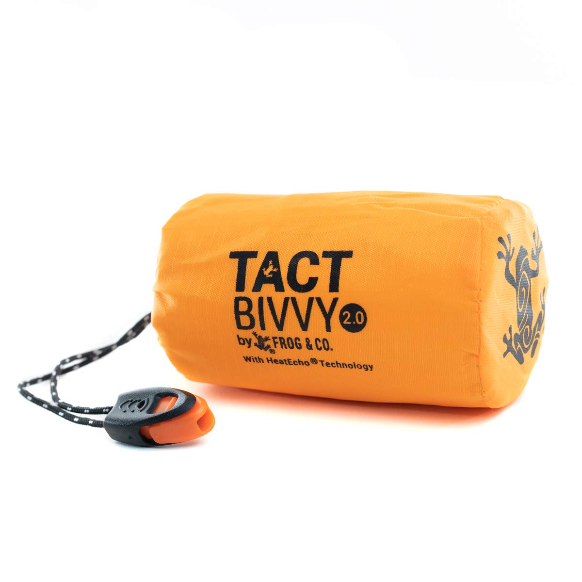 Survival Frog Tact Bivvy 2.0 Emergency Sleeping Bag w/Stuff Sack, Carabiner, Survival Whistle, ParaTinder - Compact, Lightweight, Waterproof, Reusable, Thermal Bivy Sack Cover, Shelter Kit