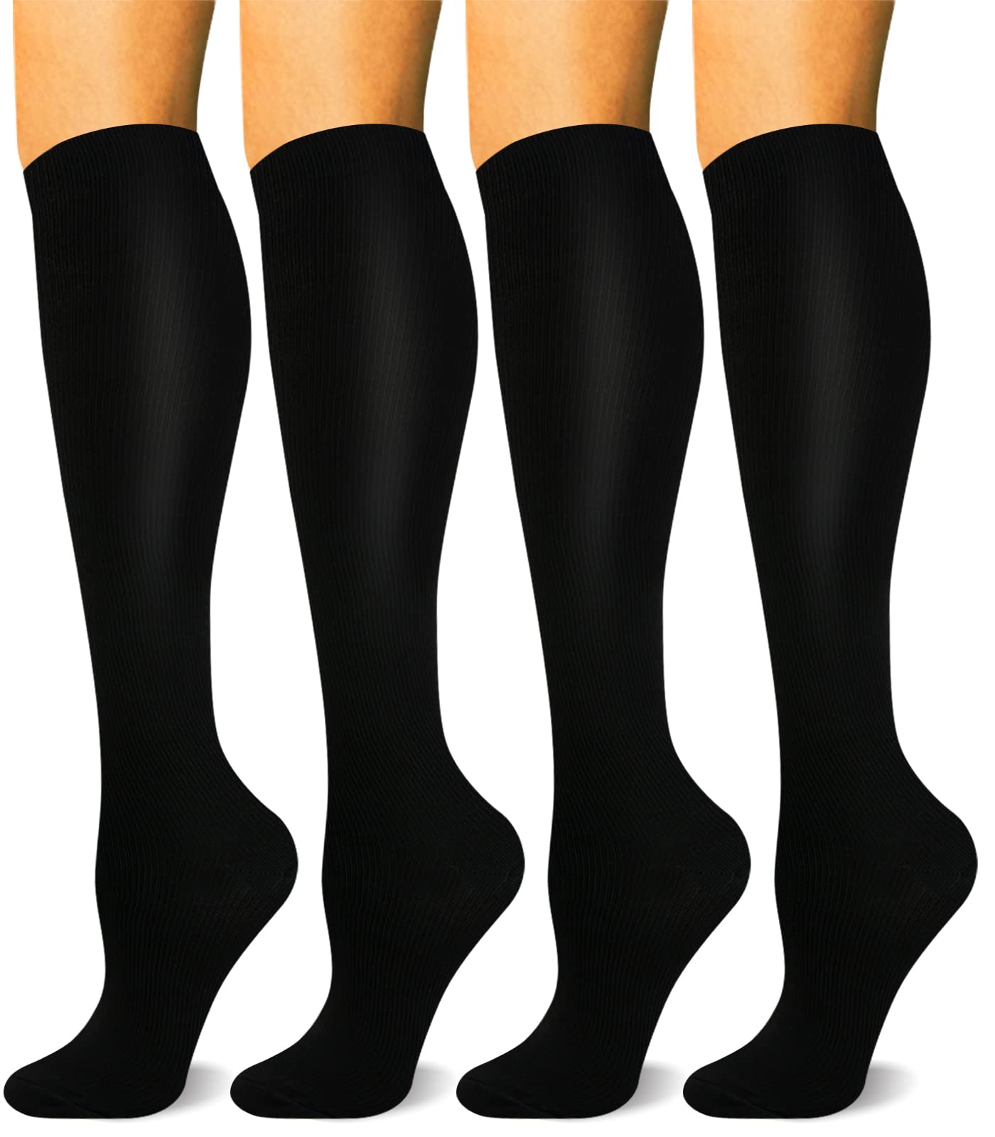 Compression Socks for Women and Men Circulation(4 Pack) - 15-20 mmHg for Nurse, Medical,Running,Travel