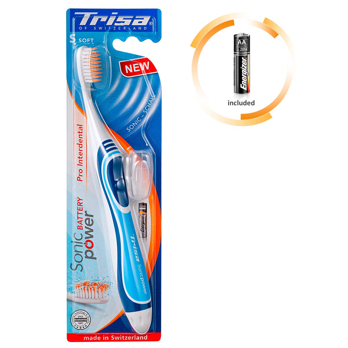 Trisa Sonicpower Battery Pro Toothbrush Interdental Black/Blue assortment