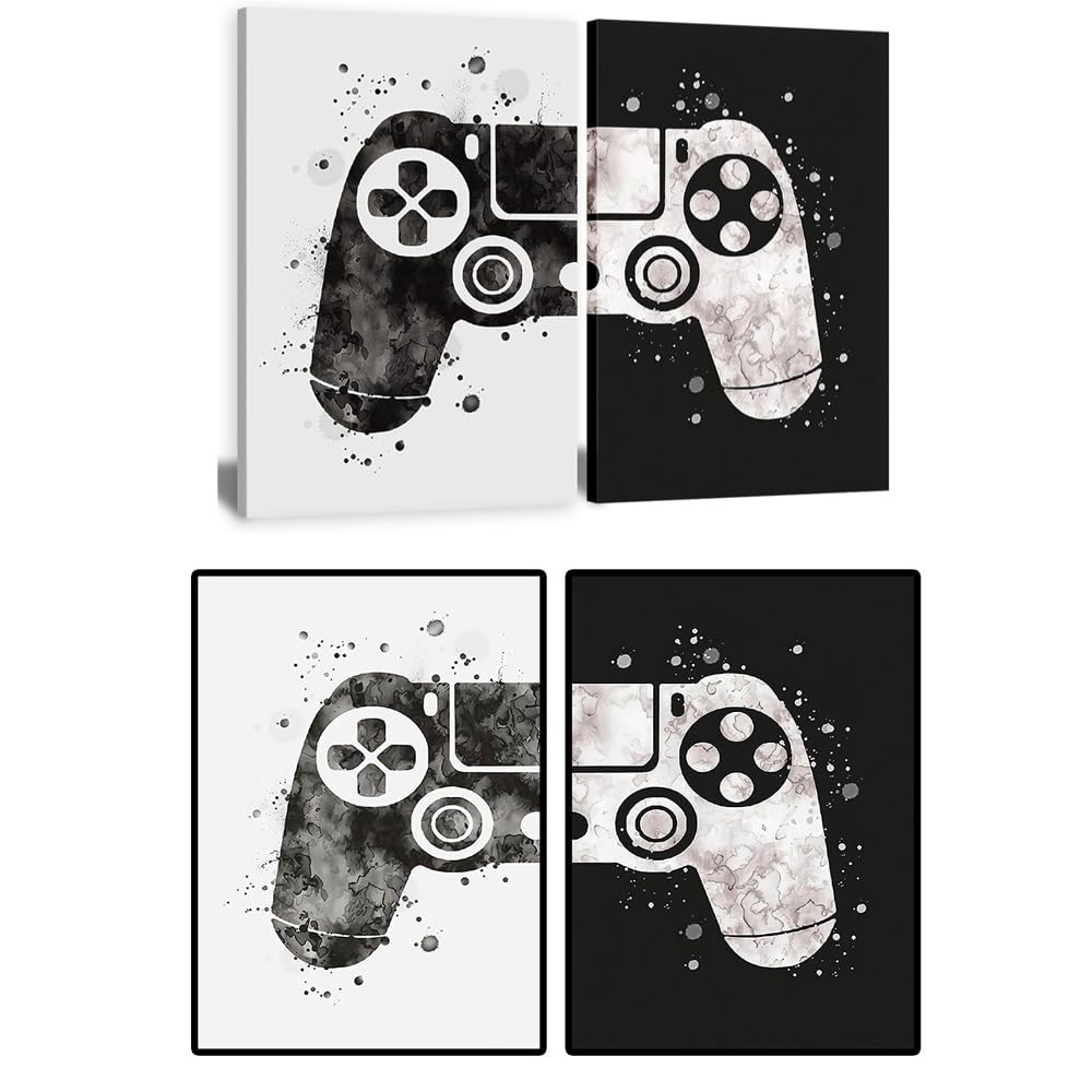 Azonee Gaming Wall Decor, Unframed Gamepad Posters Wall Pictures Canvas Painting, Video Game Themed Wall Art Canvas Framed Posters Prints Paintings Pictures, for Kids' Bedroom Home Decoration