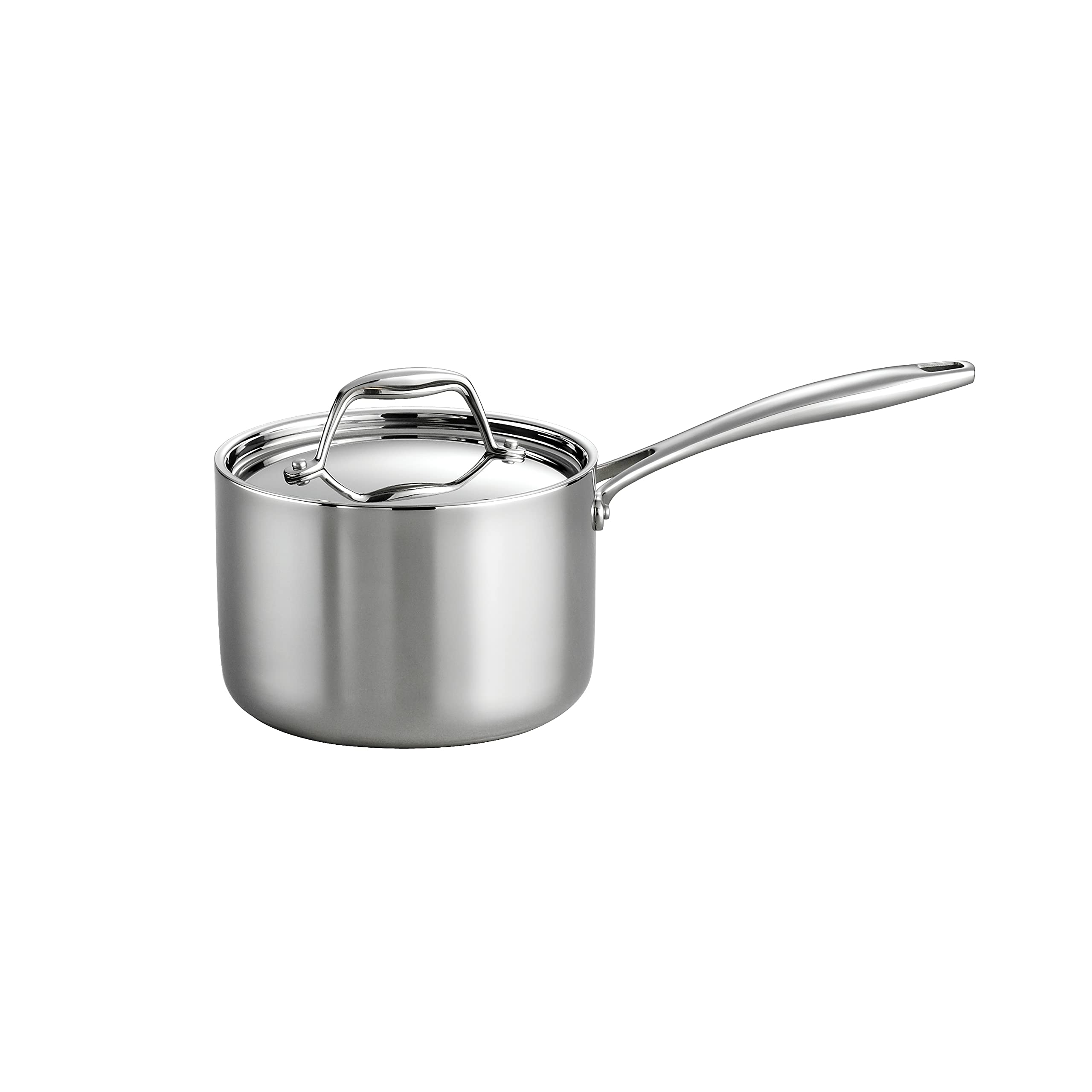 TramontinaTri-Ply Clad Stainless Steel 2-Quart Sauce Pan with Lid, Induction-Ready, Dishwasher-Safe, NSF-Certified, Made in Brazil