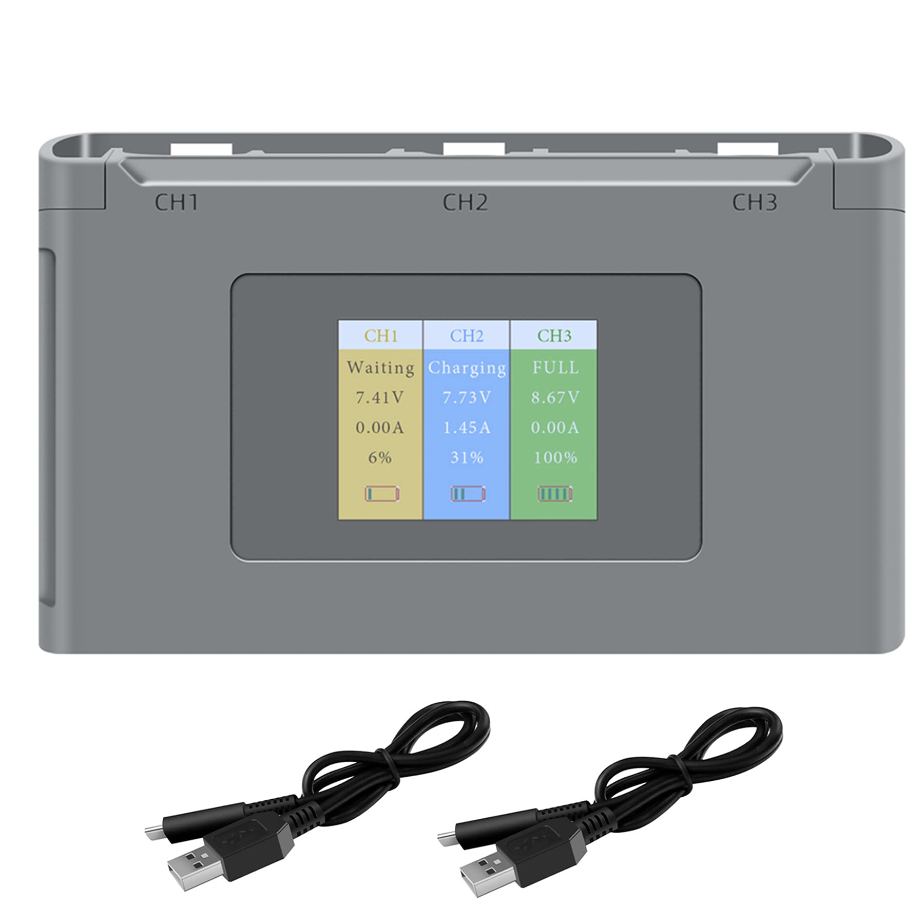 HanatoraDisplay Two-Way Battery Charging Hub for DJI Mini 4K/2/SE/2 SE Drone,Check Battery Level,Charge Three Batteries in Sequence,Charger Accessories