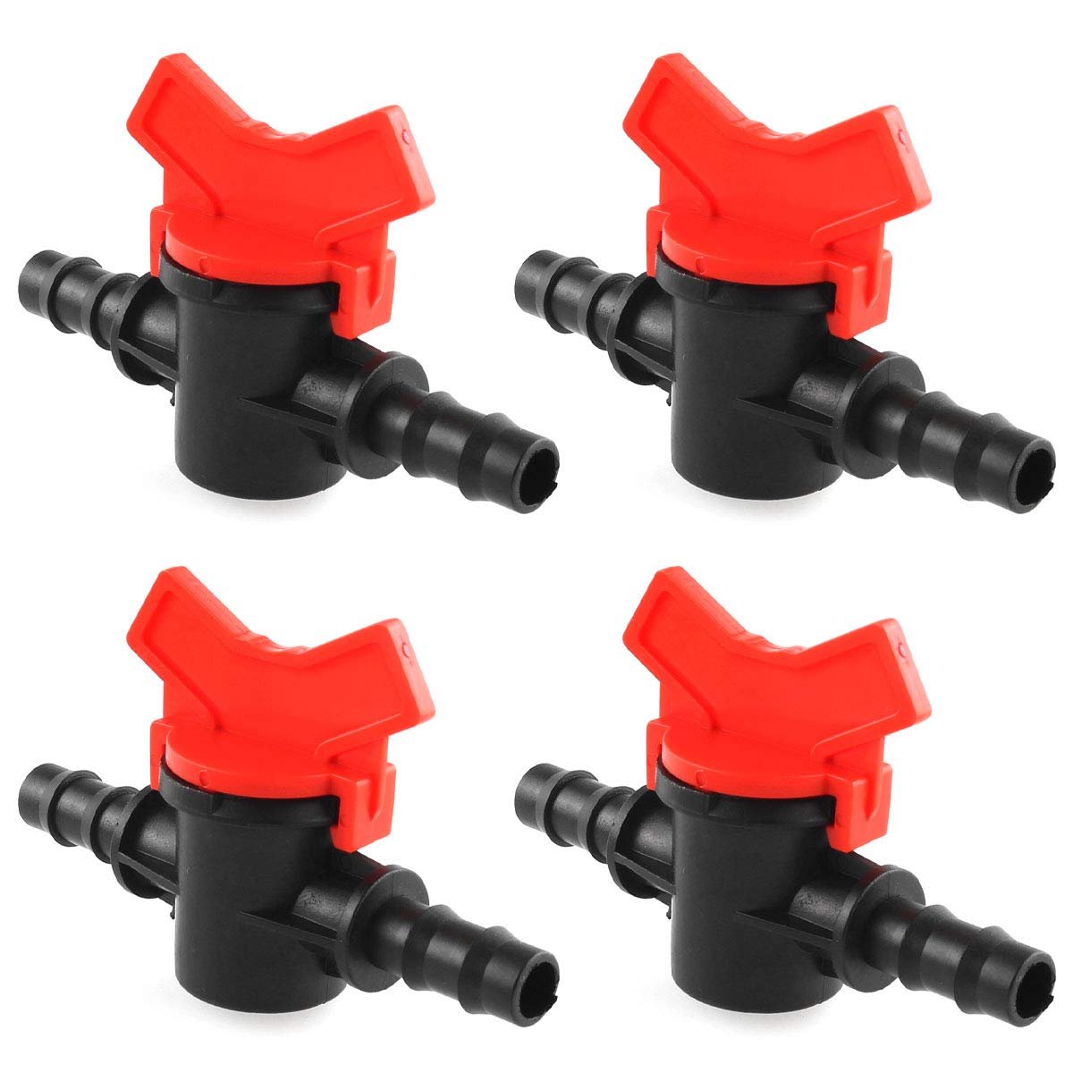 DGZZI Barbed Ball Valve 4PCS 3/8-Inch ID in-Line Ball Valve Shut-Off Switch with Hose Barb for Drip Irrigation and Aquariums