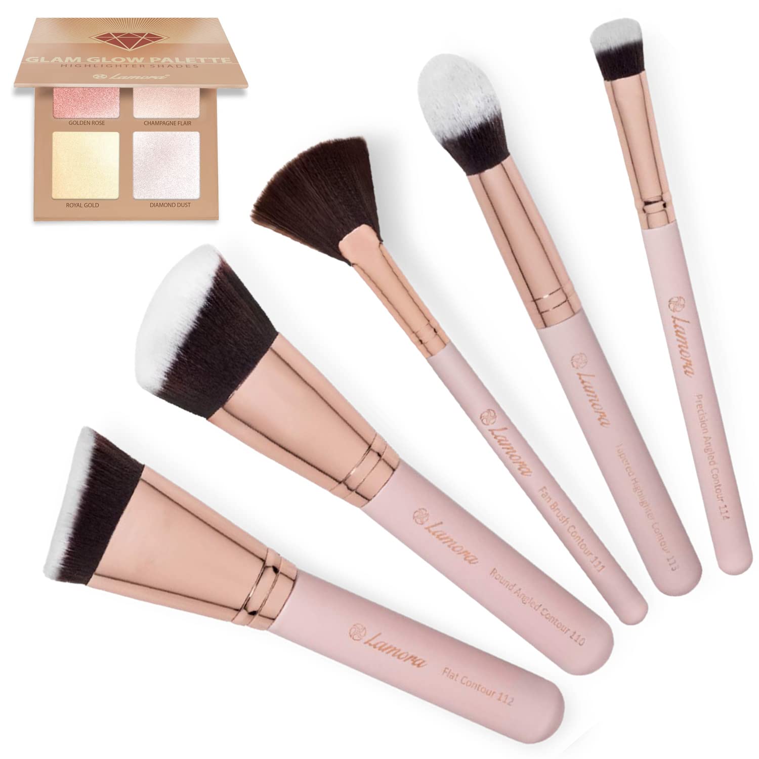 Contour Brush Set with Powder Highlighter Palette