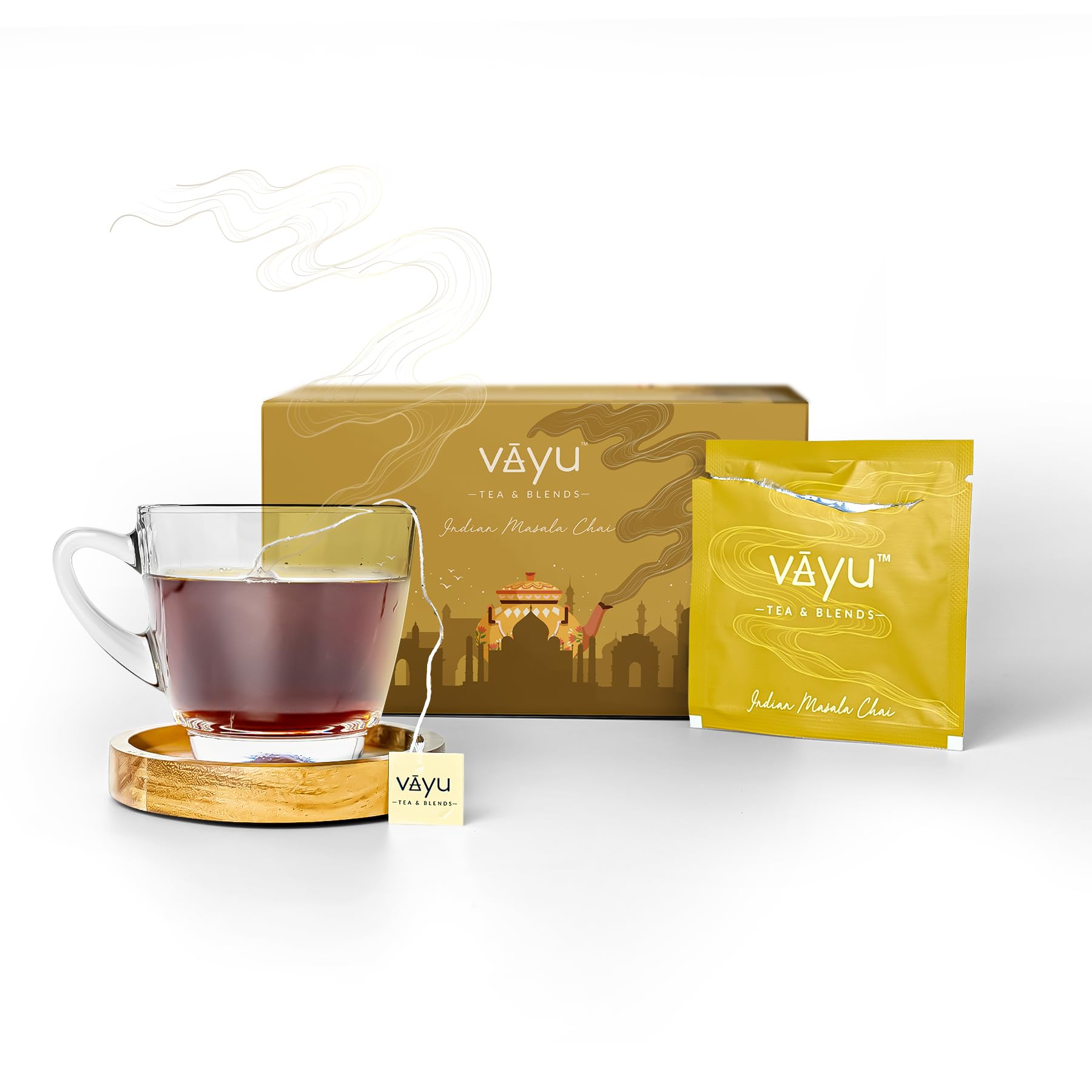 Vayu Tea & Blends - Indian Masala Chai (100% Assam) - 20 individually wrapped Chai Tea bags