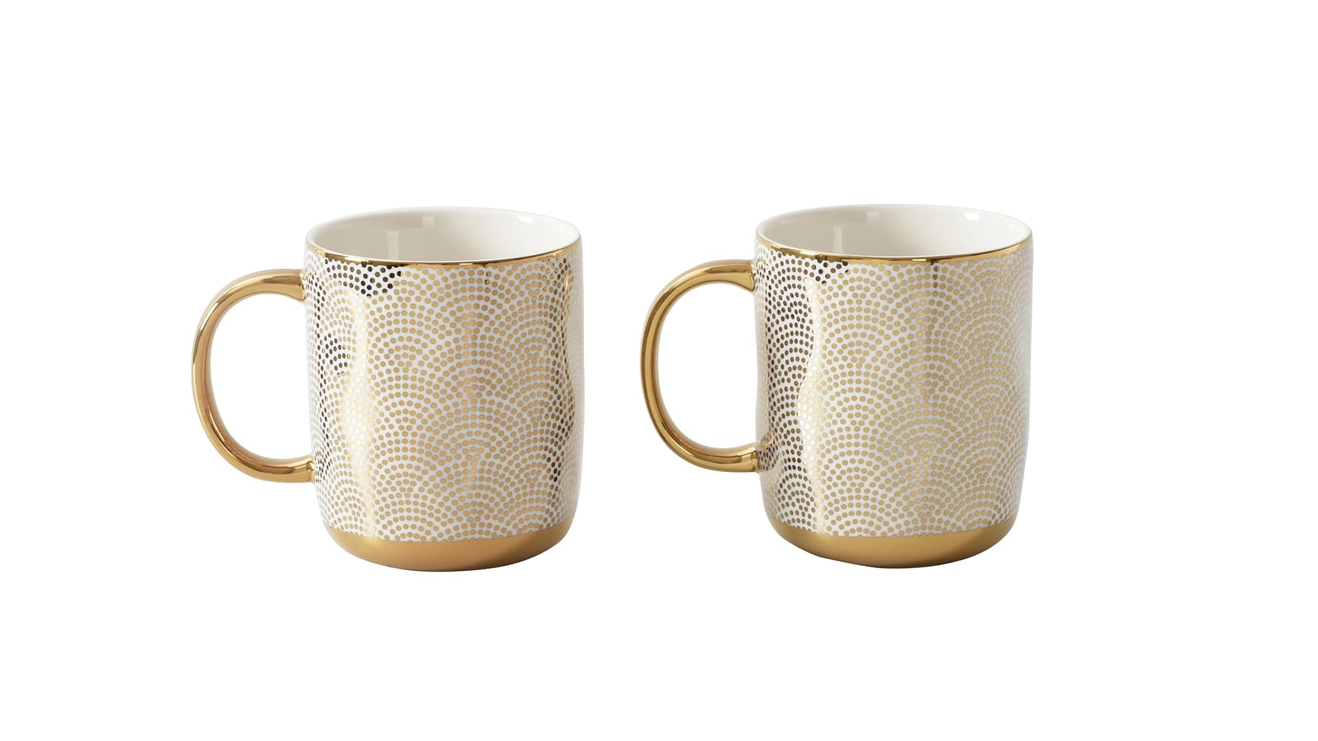 Pampa BayPorcelain with Gold Detail Dotted Mugs, 16 oz. Capacity, Set of 2, Get Gifty, Kitchen