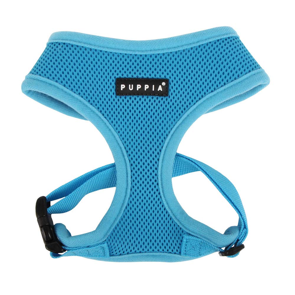 Puppia Soft Dog Harness No Choke Over-The-Head Triple Layered Breathable Mesh Adjustable Chest Belt and Quick-Release Buckle, Sky Blue, X-Large