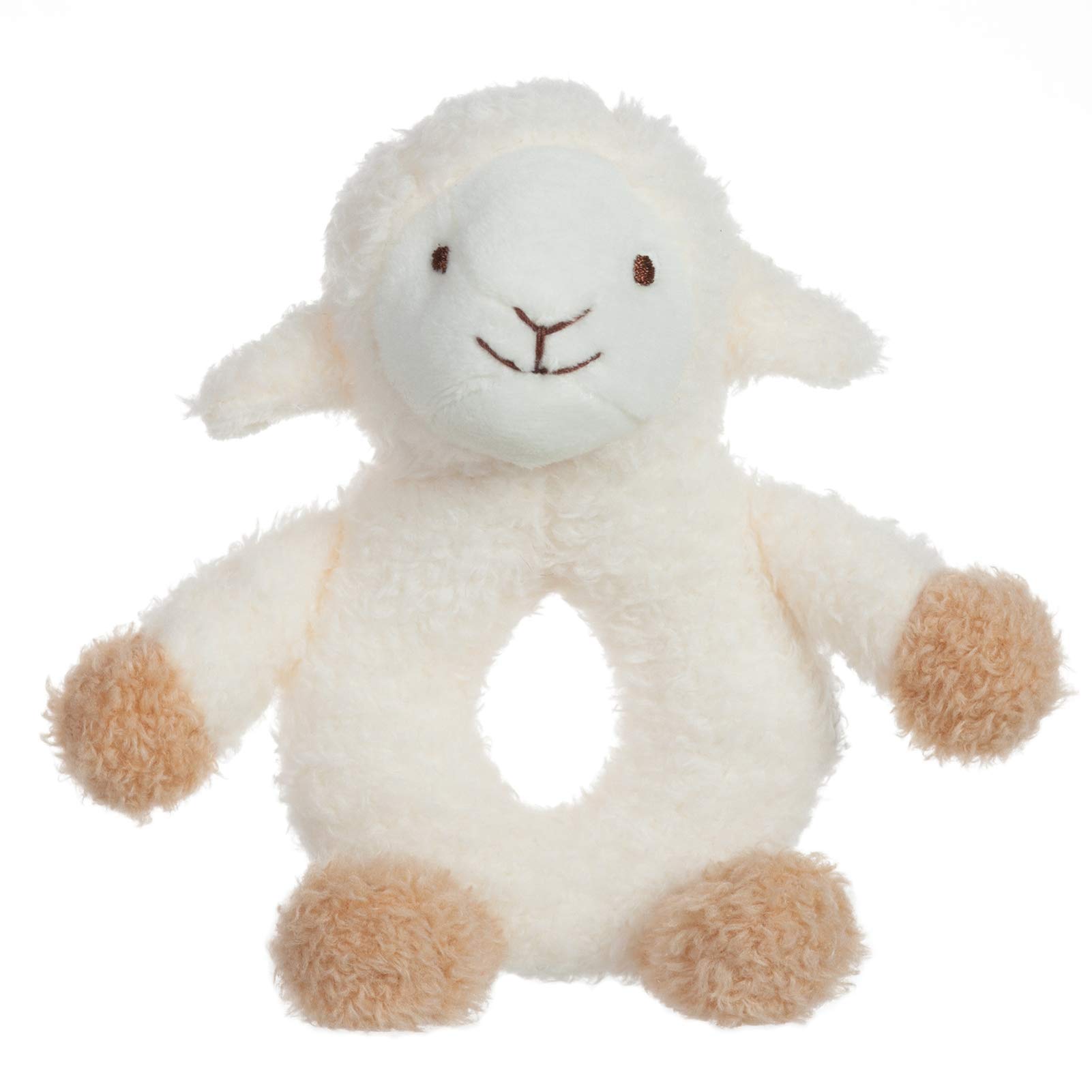 Apricot Lamb Baby rattle toy, baby rattle sheep lamb, soft grasping toy, baby toy, gift for birth, 12 cm