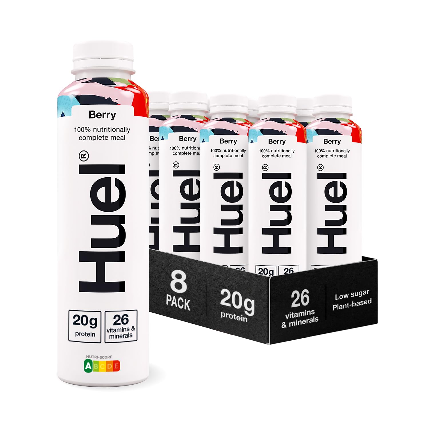 Huel Ready-to-Drink Meal | Berry Protein Drink | Not Just A Meal Replacement | Complete Nutrition, Plant-Based, Gluten-Free | 20g Protein Per Bottle | (8x 500ml bottles)