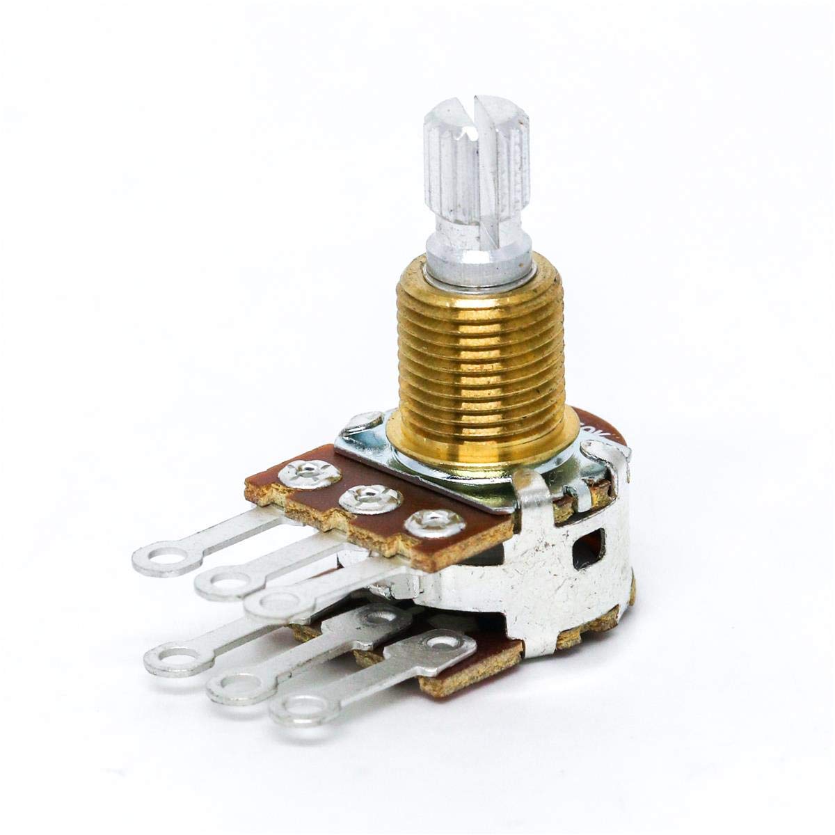 Bourns Mini Blend-Balance Guitar Potentiometer, 500K Dual MN Taper/Center Detent, Solid Shaft