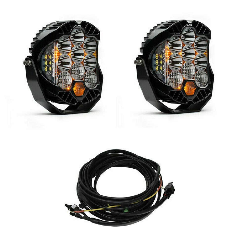 Baja Designs Pair LP9 LED Driving Combo Lights and Harness Kit 320003+640172