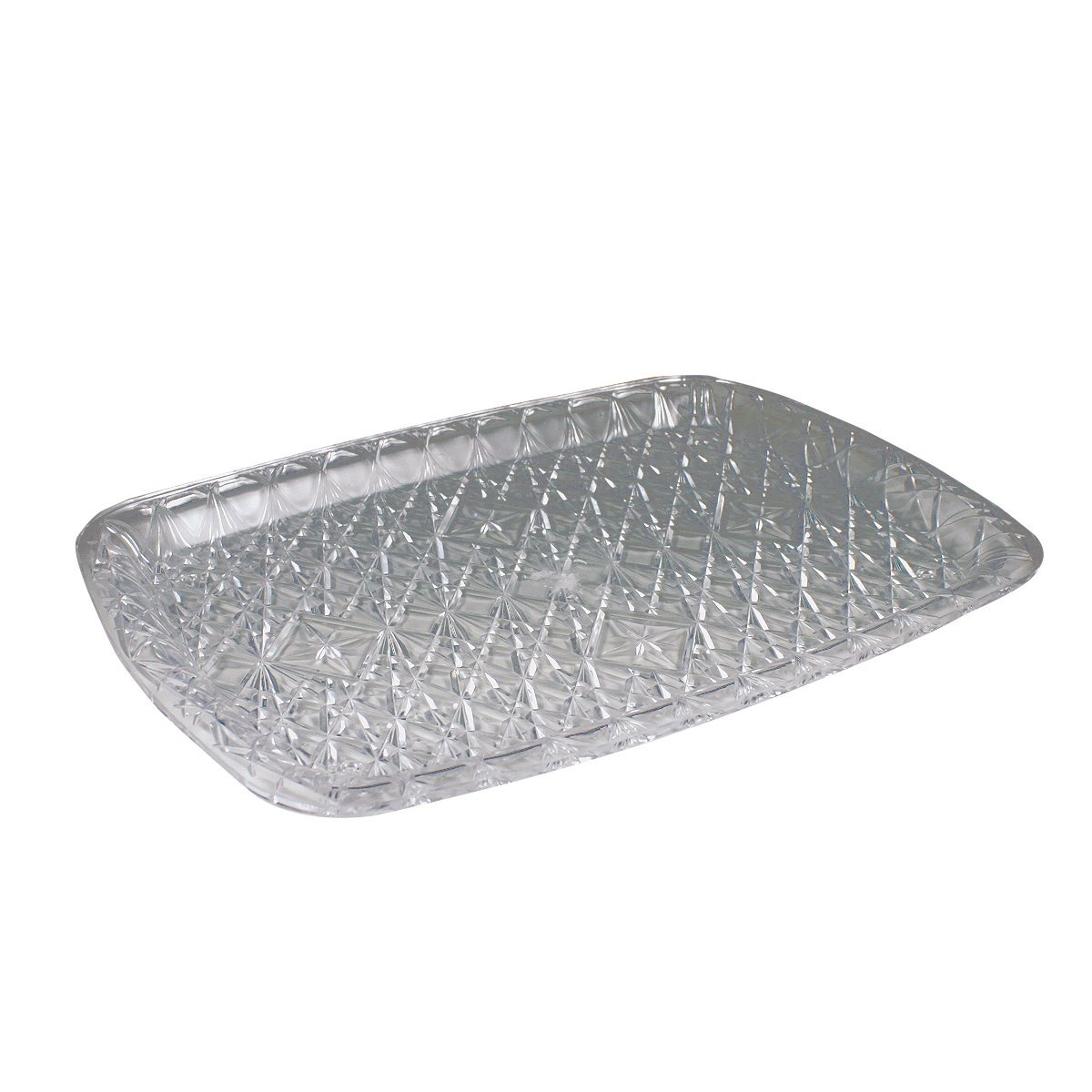 Maryland Plastics Plastic Crystal Cut Tray-14 Clear | Rectangle | 1 Pc. Tray, 14 3/8" x 10 3/4"