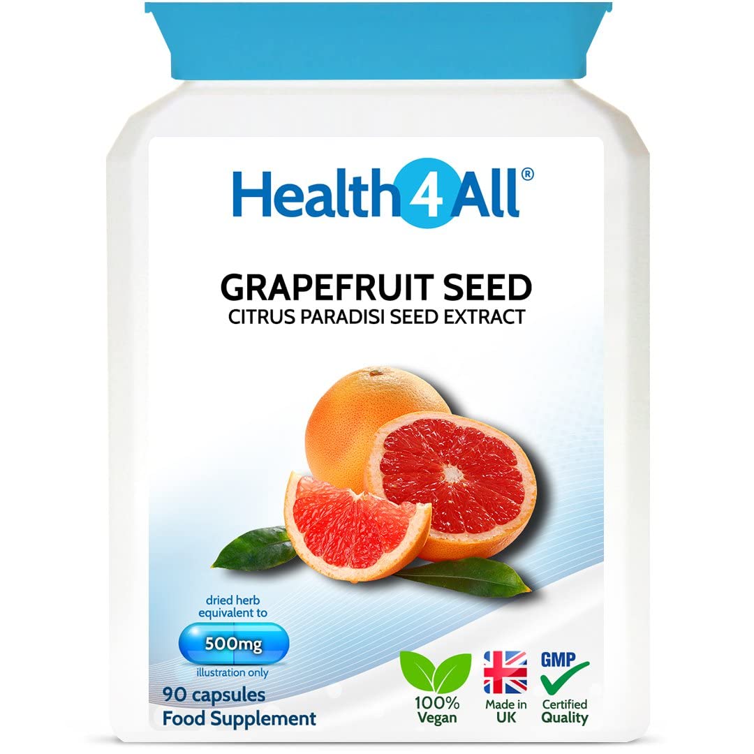 Health4All Grapefruit Seed Extract (GSE) 90 Capsules (V) .(not Tablets) for Candida and UTIs. Vegan. Made in The UK