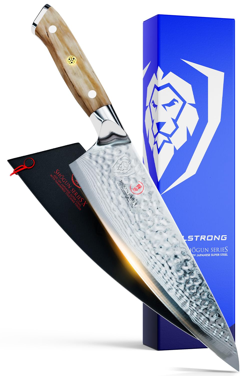 DALSTRONGChef Knife - 8 inch Blade - Shogun Series - Japanese AUS-10V Super Steel Kitchen Knife - Olive Wood Handle - Damascus - Razor Sharp Knife - Professional Full Tang Knives - Sheath Included