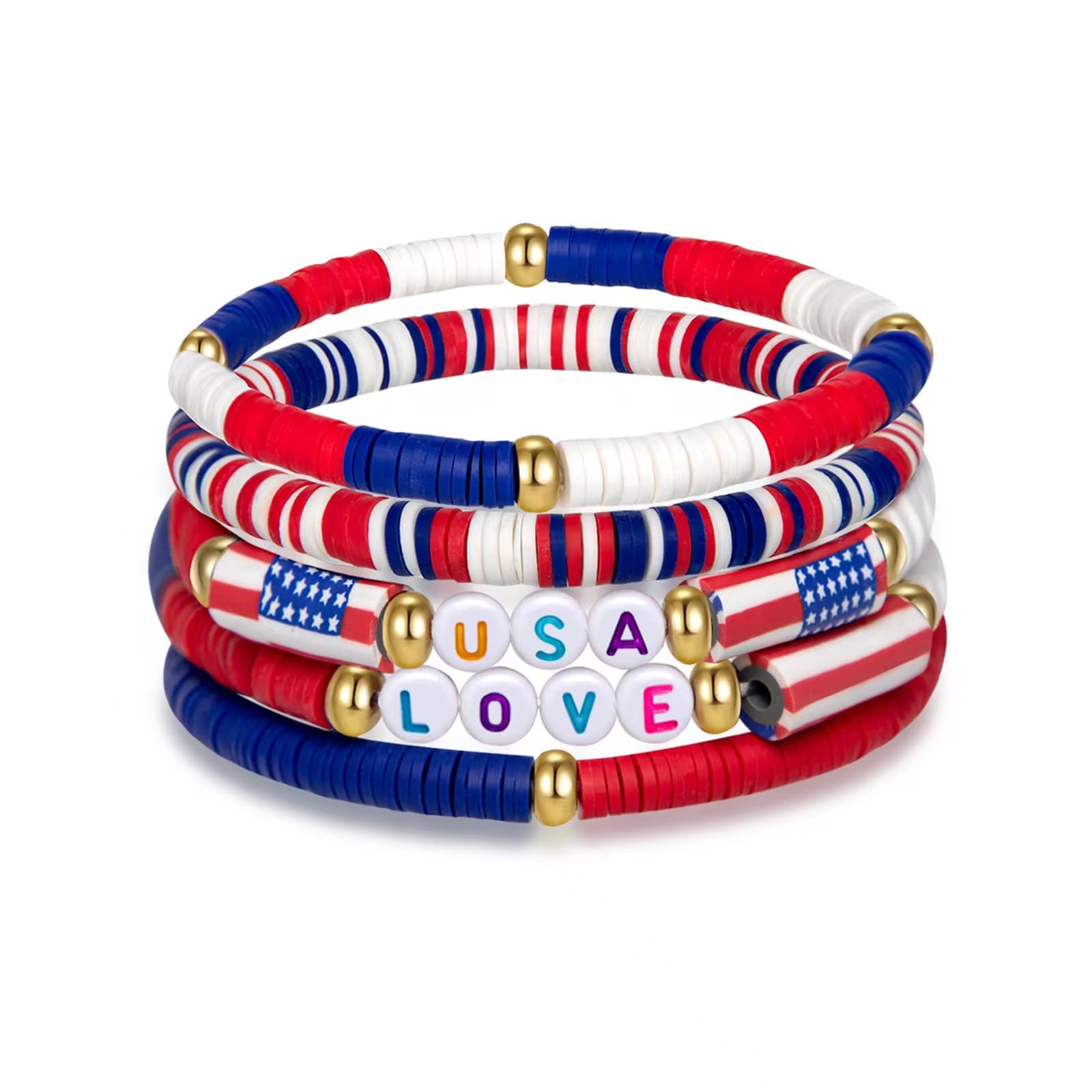 ArtlunarUSA Bracelets Red White And Blue Accessories Handmade Jewelry Gifts for Teen Boys Girls