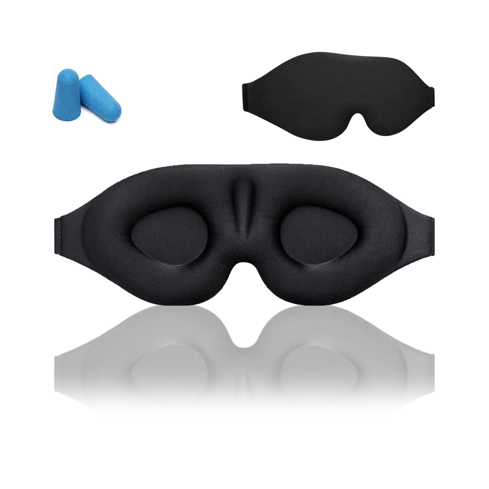 GENSEB Sleep Eye Mask, Adjustable 3D Contoured Eye Mask For Sleeping 1 PC With Earplugs. Eye Blinder For Men And Women. Super Soft Eye Cover For Sleeping, Travelling And Yoga Meditation.