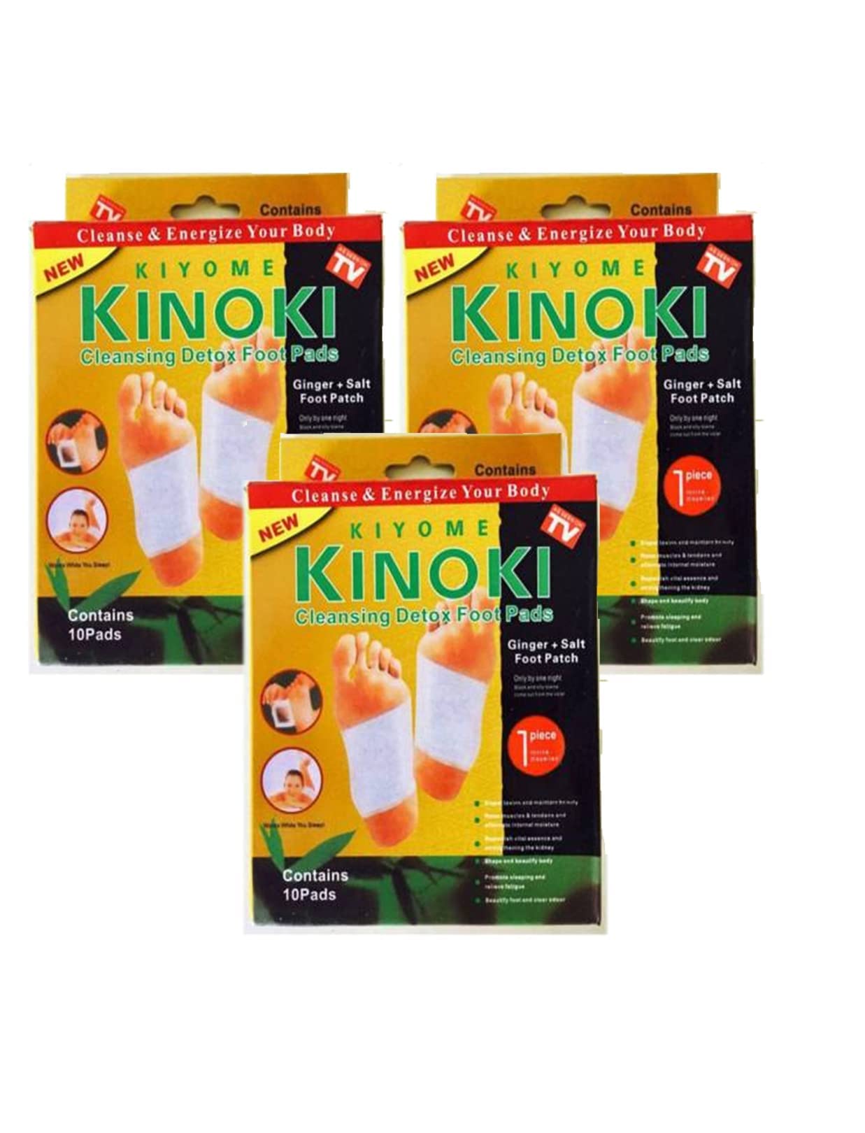 KIYOME KINOKI Adhesive Body and Foot Patch to Detox||Organic Natural ingredients|Cleansing Detox Foot Pads Toxins Stress Relief||30 Relief toxin Foot Pads And 30 Adhesive Sheets|| pack of 3 box ||