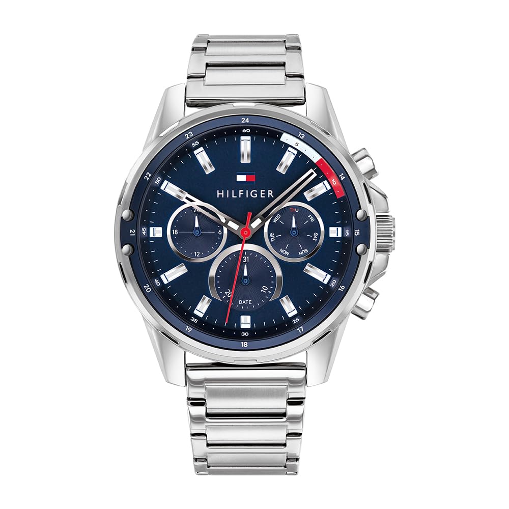 Tommy Hilfiger Analogue Multifunction Quartz Watch for Men with Stainless Steel Bracelet or Silicone Strap