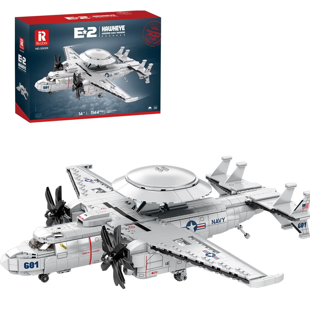 MISINI33029 E2 Hawkeye Airborne Early Warning Fighter Jets Building Blocks Set, 1144 PCS Airplane Model Building Kits, Educational Toys Gifts for Kid and Adult