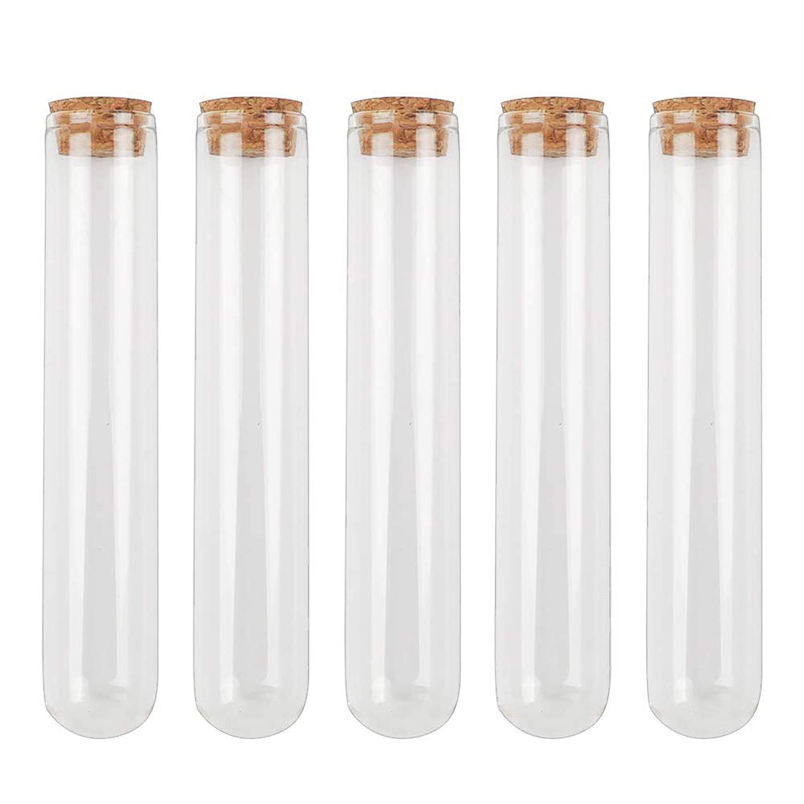 DEPEPE 25pcs 45ml Glass Test Tubes 25 x 140mm with Cork Stoppers for Bath Salt Candy Storage Science Lab Party