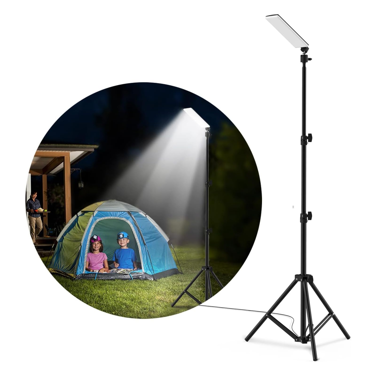 Yoawllty Camping Light,LED Desert Light,Work Lights with Stand for Camping,Adjustable Metal Telescoping Tripod,Powered by USB Port,Multipurpose Camping Lights Outdoor for Garden,Camp,Tent and Fishing