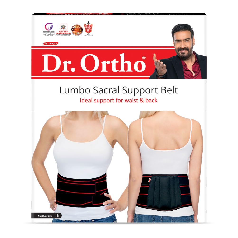 Dr Ortho Lumbo Sacral Support Belt (Waist & Back Support Belt) - For Men & Women, Cotton Fabric (Medium (85CM - 100CM))