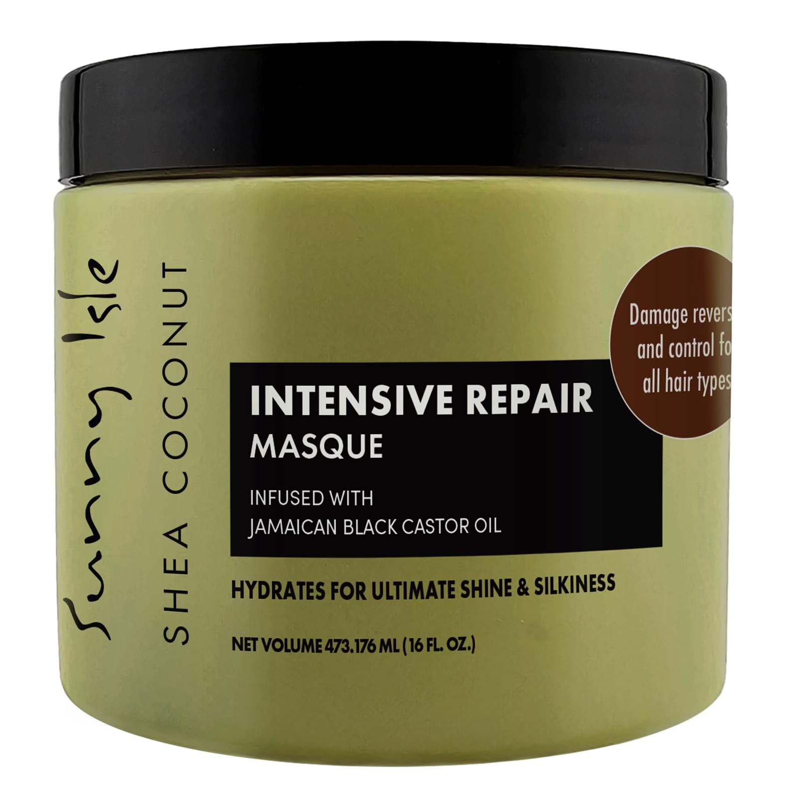 Sunny IsleShea Coconut Intensive Repair Masque 16oz | Jamaican Black Castor Oil Infused | Deeply Conditions, Repairs, Hydrates, Strengthens Damaged Hair | Adds Shine & Body