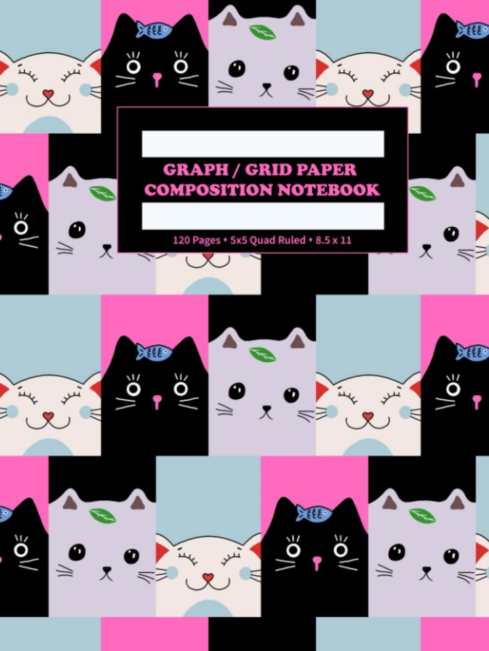 Cute Korean Kawaii Colorful Cats Graph Paper Composition Notebook Journal 8.5 x 11 120 Pages – 5x5 Grid Rule– Great For Math, Students, Science, Art: ... Kittens Decoration Cover - Style Large CKG